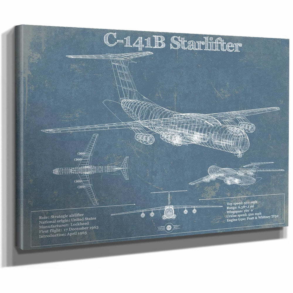 C-141B Starlifter Vintage Aviation Blueprint Military Print