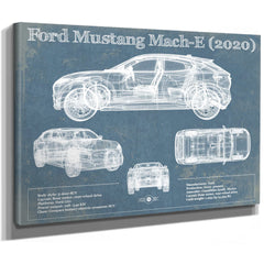 Ford Mustang Mach-E 2020 Blueprint Vintage Auto Print