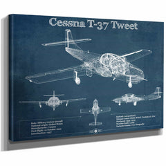 Cessna T-37 Tweet Trainer Aircraft Original Blueprint Art
