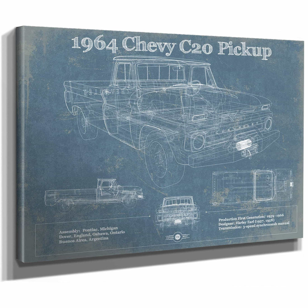 1964 Chevrolet C20 Pickup Vintage Blueprint Auto Print