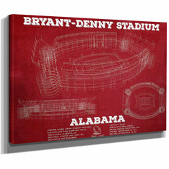 Alabama Crimson Tide Stadium Art - Bryant-Denny Stadium Vintage Seating Chart