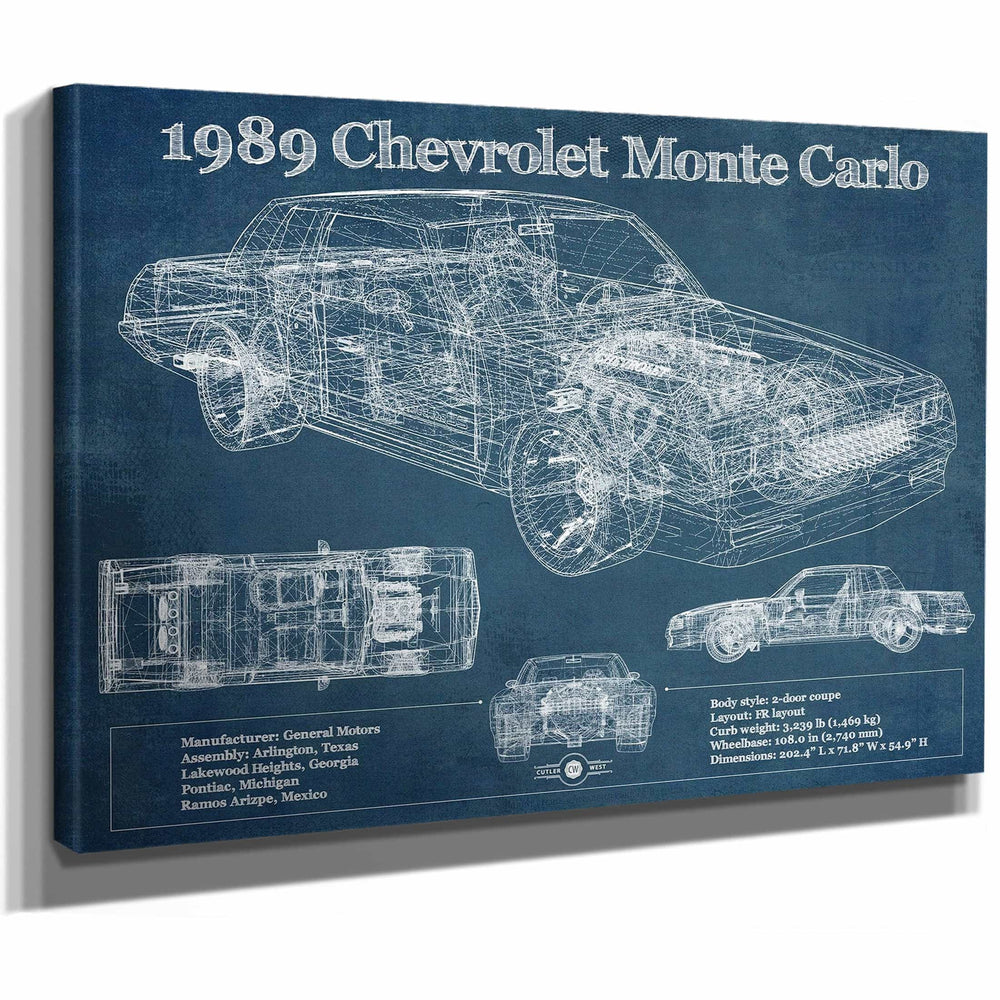 1989 Chevrolet Monte Carlo SS Blueprint Vintage Auto Patent Print