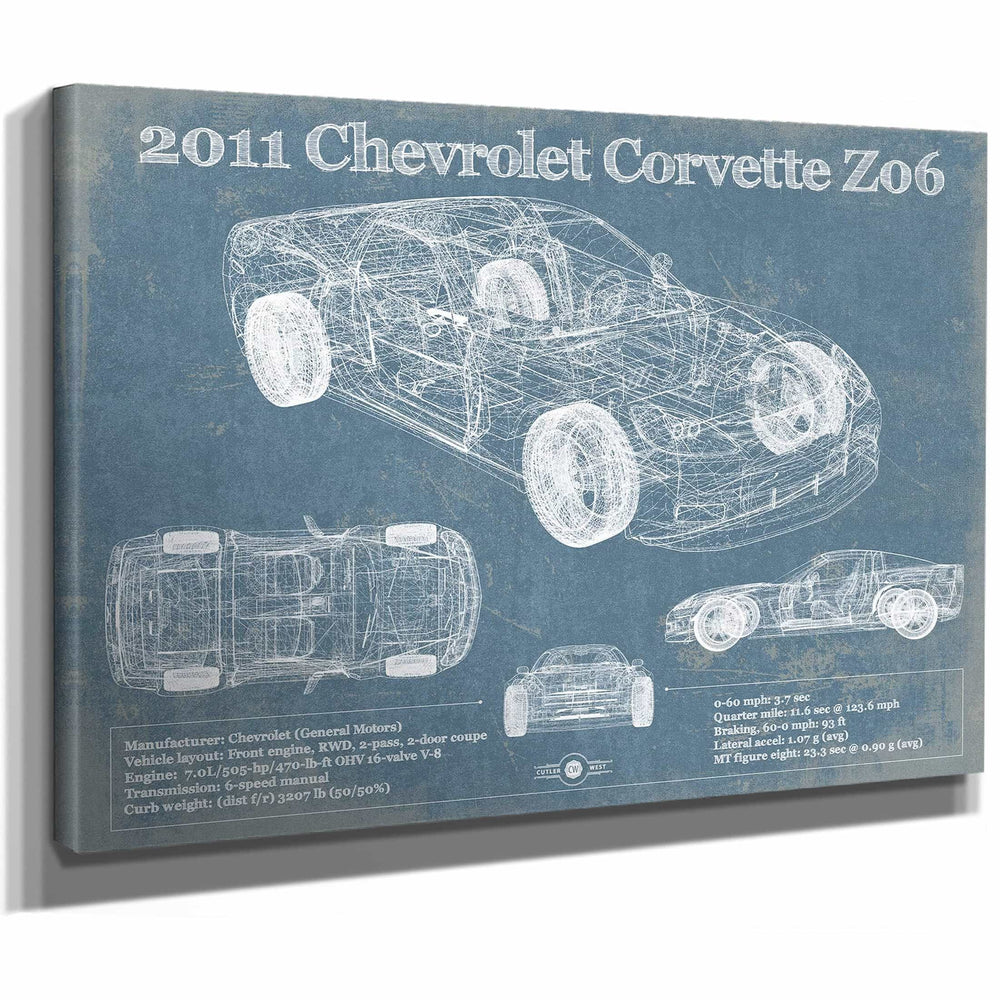 2011 Chevrolet Corvette Z06 Carbon Limited Edition Blueprint Vintage Auto Print
