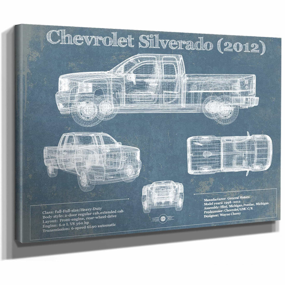 Chevrolet Silverado 2012 Vintage Blueprint Auto Print