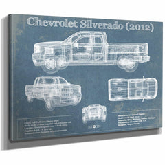 Chevrolet Silverado 2012 Vintage Blueprint Auto Print