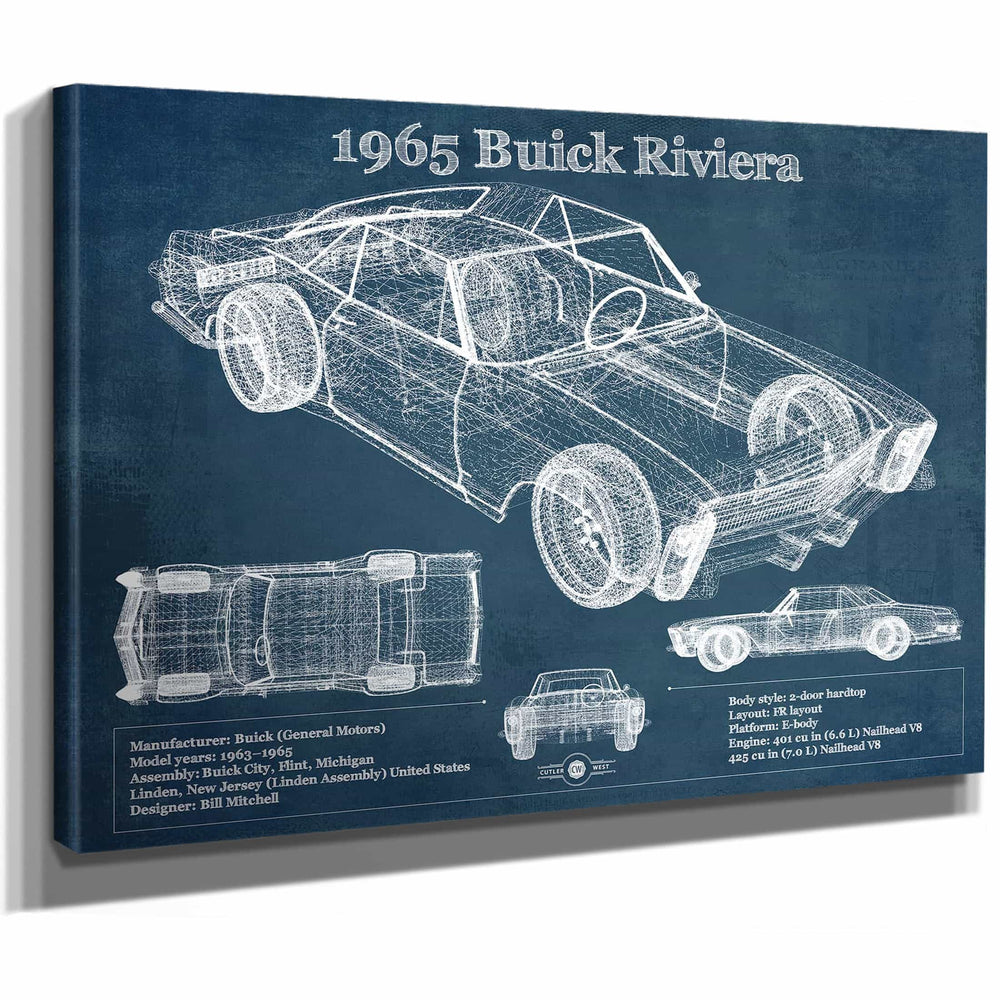 1965 Buick Riviera Vintage Blueprint Auto Print