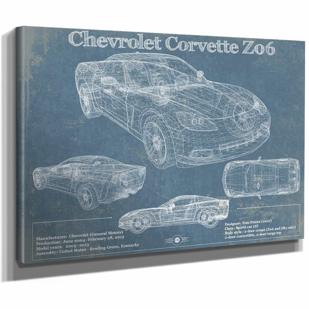 Chevrolet Corvette Z06 Blueprint Vintage Auto Print