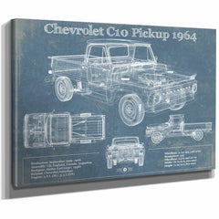 1964 Chevrolet C10 Pickup Vintage Blueprint Auto Print