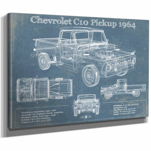 1964 Chevrolet C10 Pickup Vintage Blueprint Auto Print