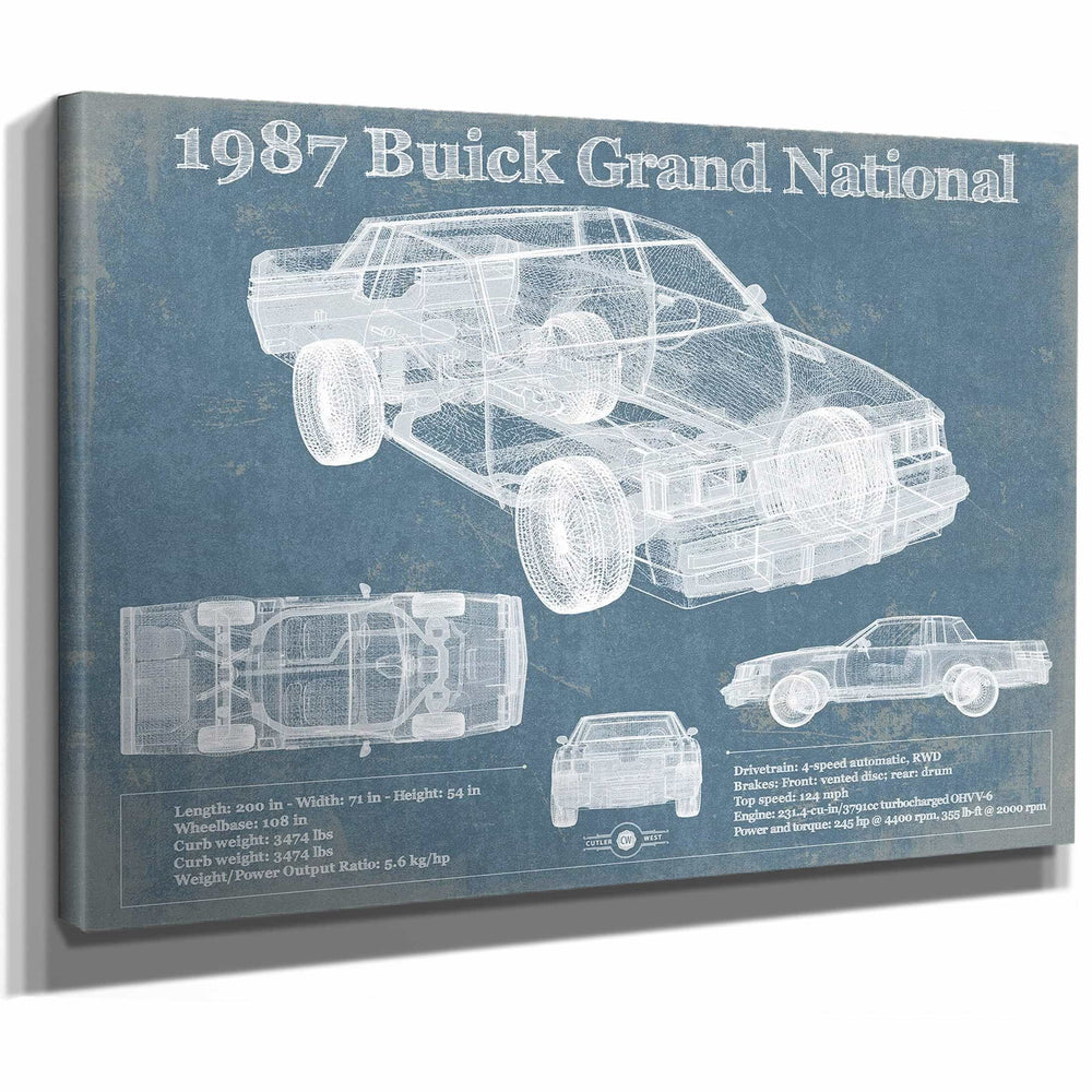 1987 Buick Regal Grand National GNX Vintage Blueprint Auto Print