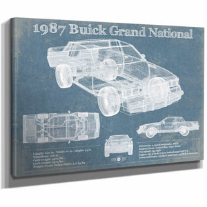 1987 Buick Regal Grand National GNX Vintage Blueprint Auto Print
