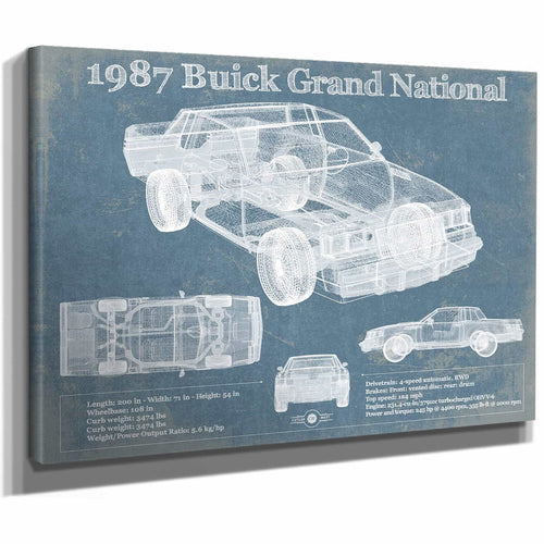 1987 Buick Regal Grand National GNX Vintage Blueprint Auto Print