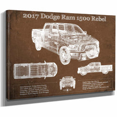 2017 Dodge Ram 1500 Rebel Truck Vintage Blueprint Auto Print