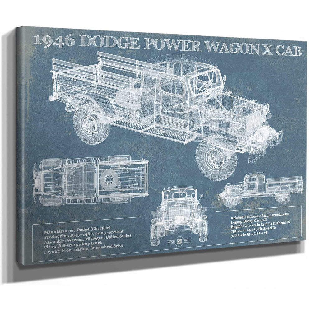 1946 Dodge Power Wagon X Cab Vintage Blueprint Auto Print