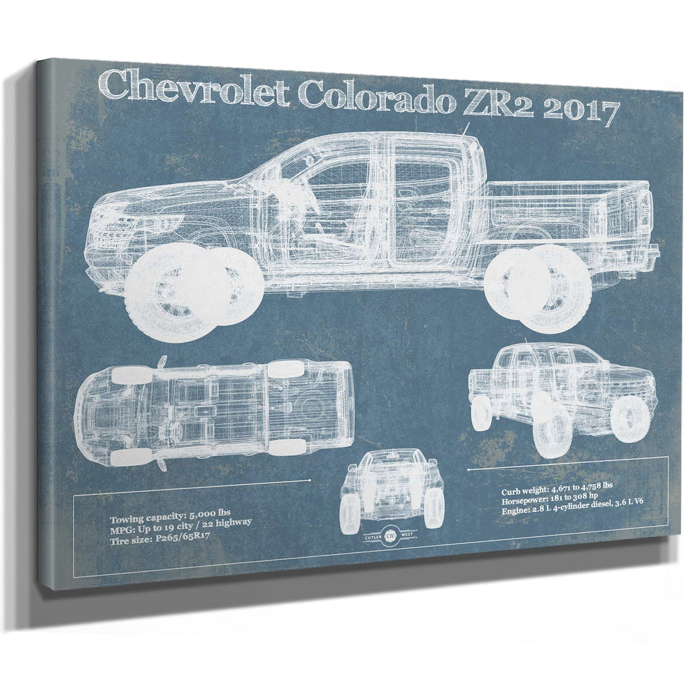Chevrolet Colorado ZR2 2017 Vintage Blueprint Truck Print