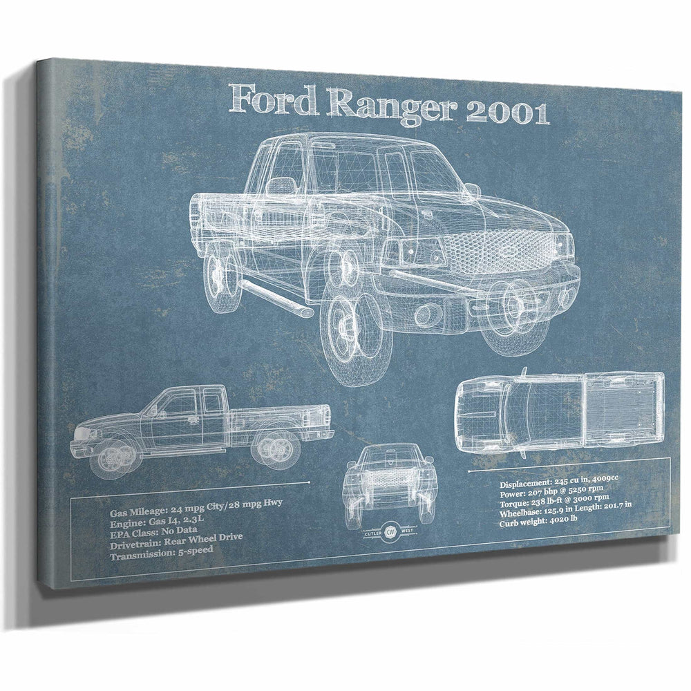 Ford Ranger 2001 Blueprint Vintage Auto Print
