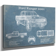 Ford Ranger 2001 Blueprint Vintage Auto Print