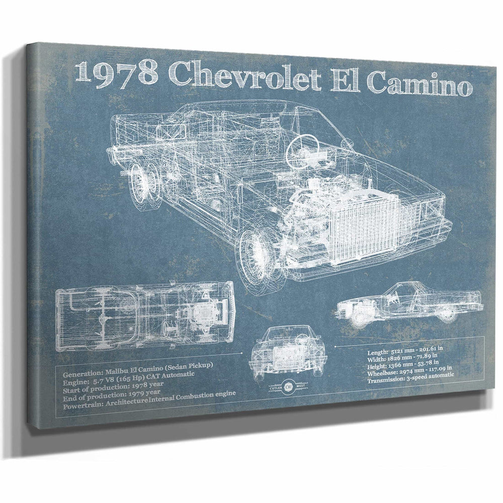 1978 Chevrolet El Camino Vintage Blueprint Auto Print