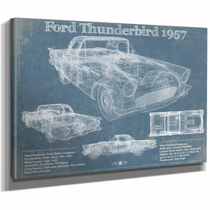 Ford Thunderbird 1957 Blueprint Vintage Auto Print