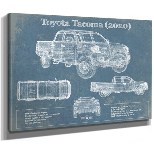 Toyota Tacoma (2020) Vintage Blueprint Truck Print