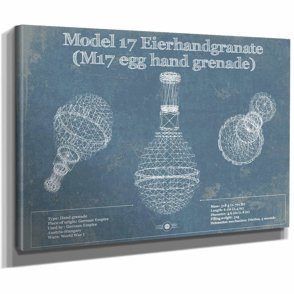M 17 Grenade Blueprint Vintage Gun Print