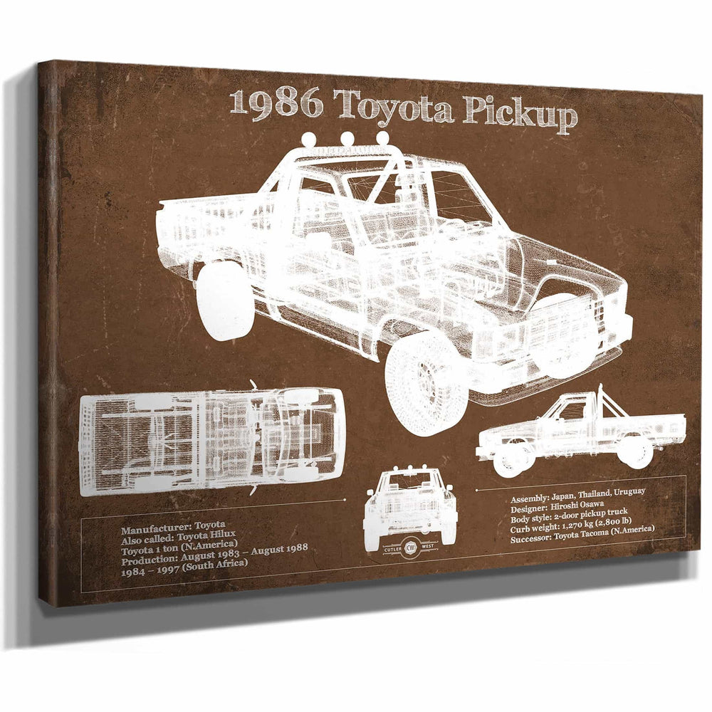 1986 Toyota Hilux Pickup Vintage Blueprint Auto Print