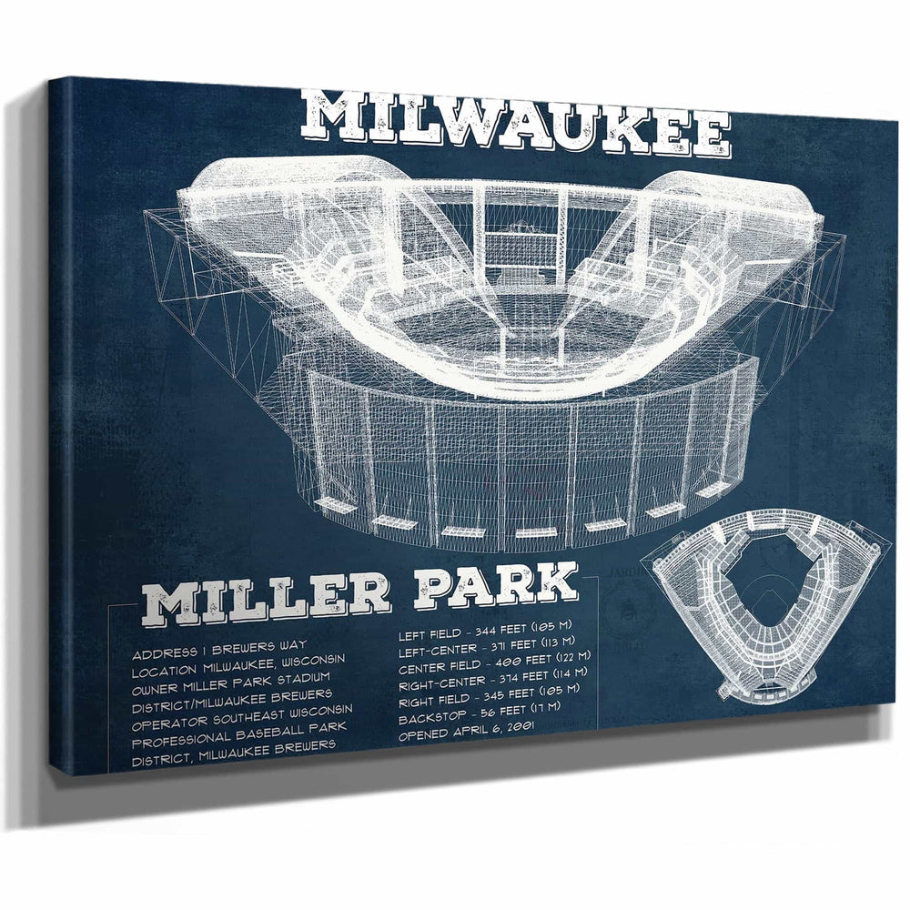 Milwaukee Brewers Miller Park Seating Chart - Vintage Baseball Fan Print