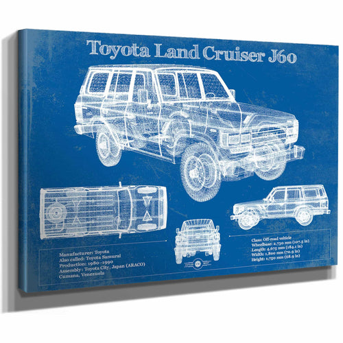 Toyota Land Cruiser J60 Blueprint Vintage Auto Print