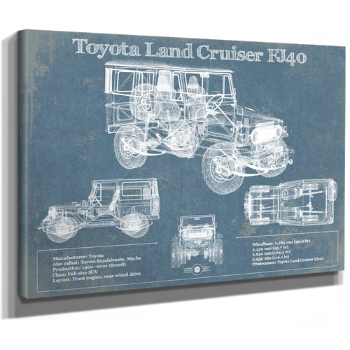 Toyota Land Cruiser FJ40 Blueprint Vintage Auto Print
