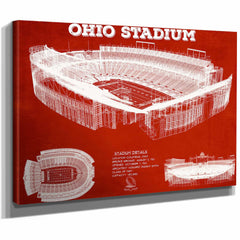 Ohio State Buckeyes Art - Ohio Stadium Vintage Stadium Blueprint Art Team Print