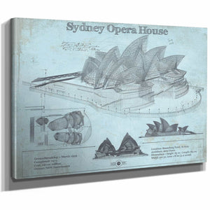 Sydney Opera House Blueprint Vintage Art Print