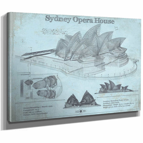 Sydney Opera House Blueprint Vintage Art Print