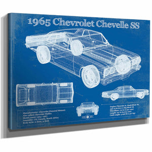 1965 Chevrolet Chevelle Malibu SS Vintage Blueprint Auto Print