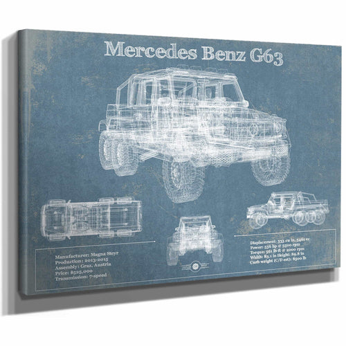 Mercedes Benz G63 Blueprint Vintage Auto Print