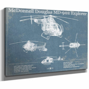 McDonnell Douglas MD-902 Explorer Vintage Blueprint Helicopter Print