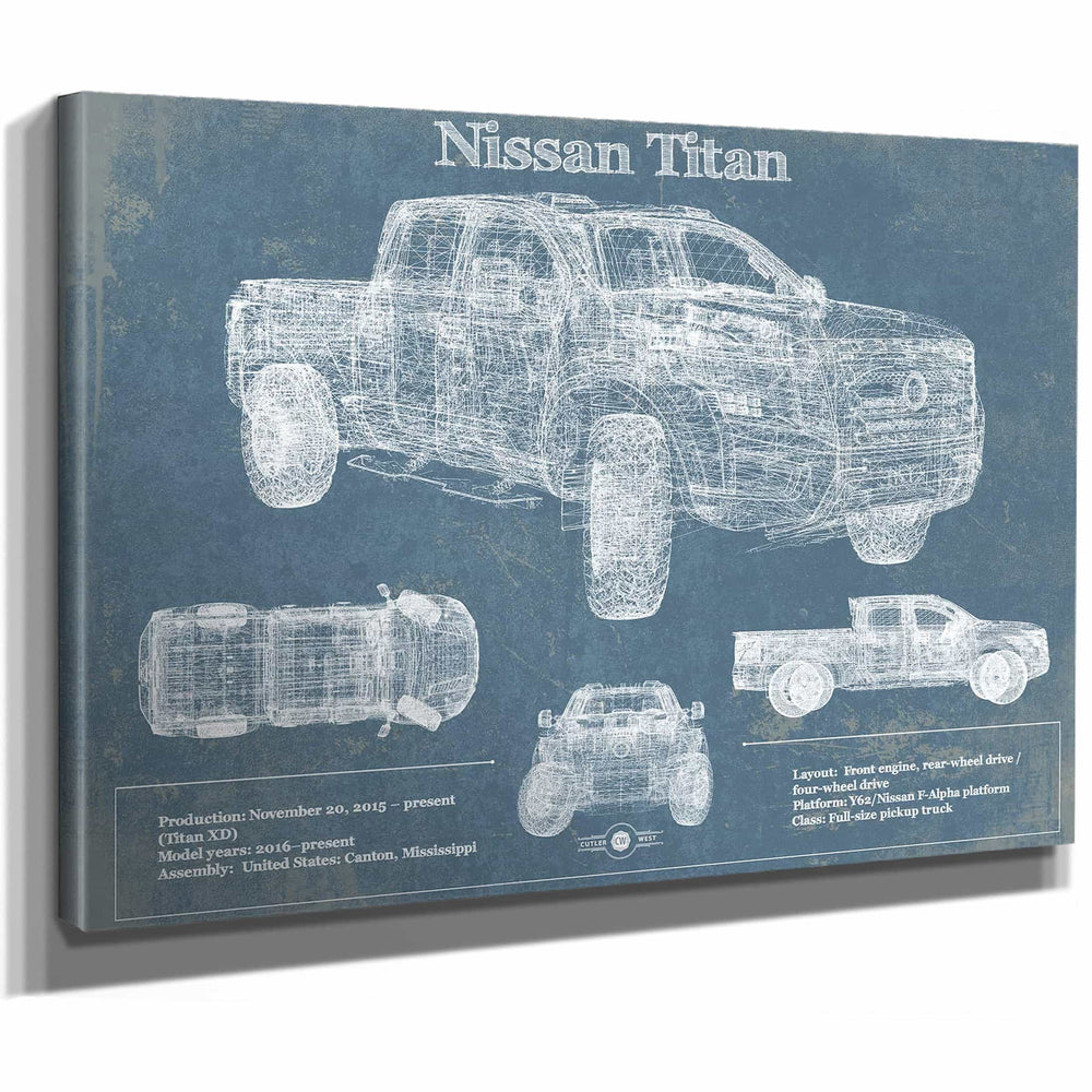 Nissan Titan Truck Vintage Blueprint Auto Print