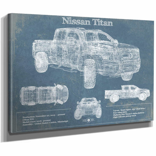 Nissan Titan Truck Vintage Blueprint Auto Print