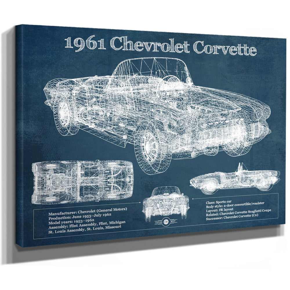 1961 Chevrolet Corvette C1 Blueprint Vintage Auto Print