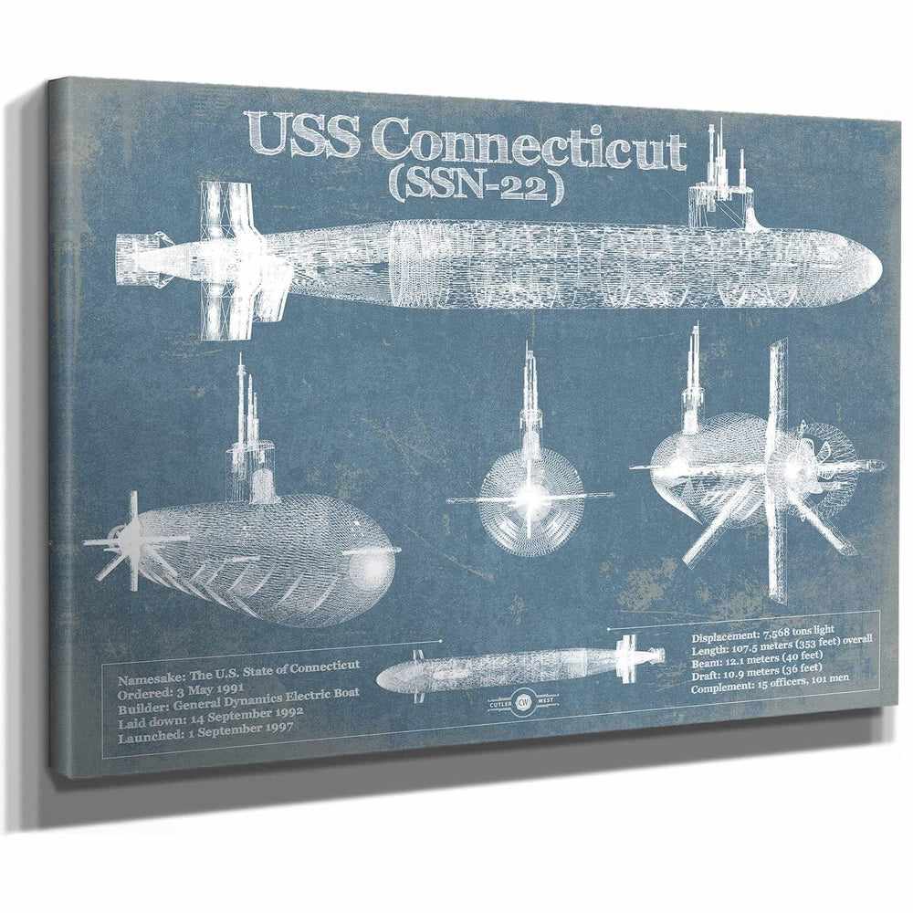 USS Connecticut (SSN-22) Blueprint Original Military Wall Art