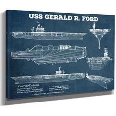 USS Gerald R. Ford (CVN-78) Aircraft Carrier Blueprint Original Military Wall Art - Customizable