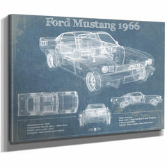 Ford Mustang 1966 Convertible Original Blueprint Art