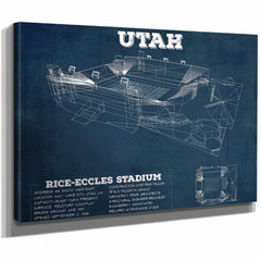 Utah Utes Wall Art - Vintage Rice–Eccles StadiumBlueprint Art Print