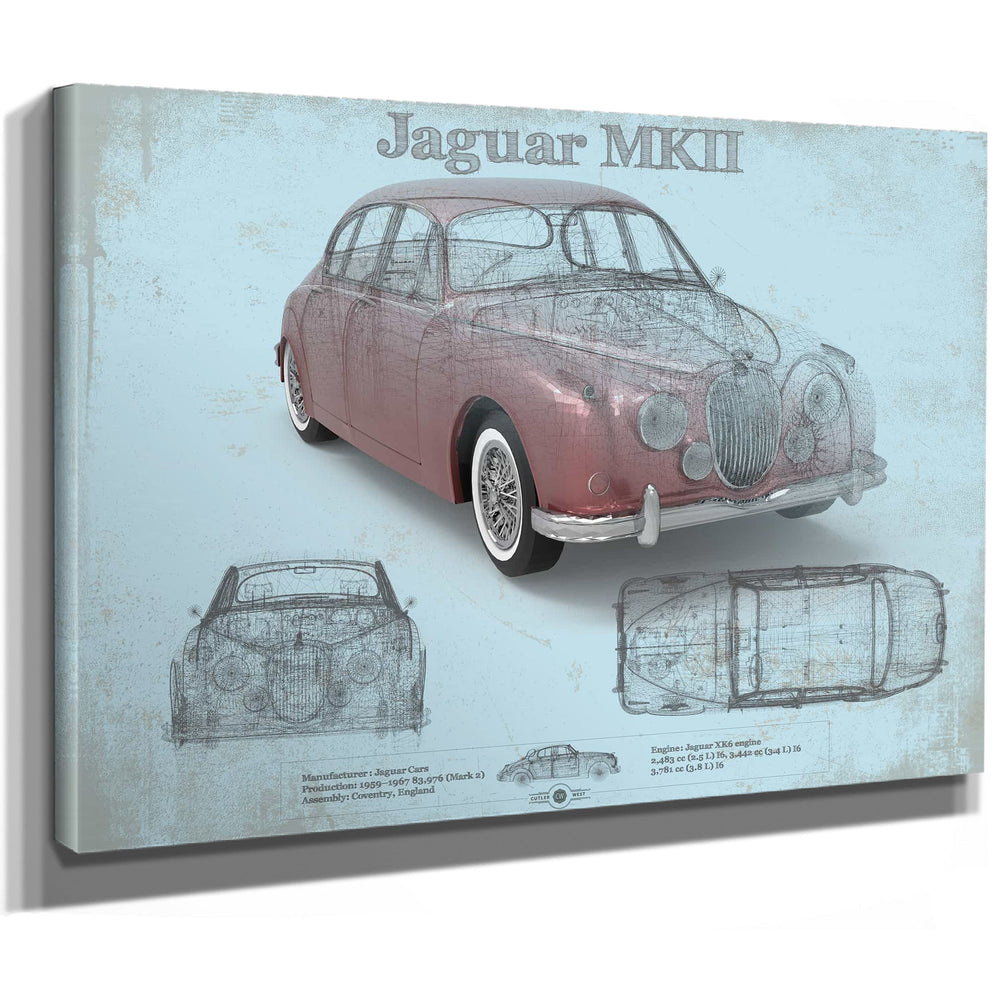 Jaguar Mark 2 MKII Car Original Blueprint Art
