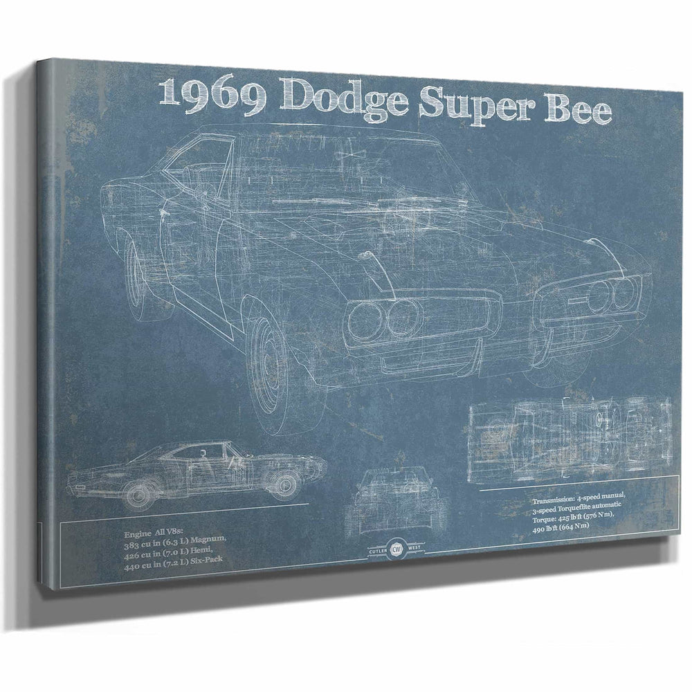1969 Dodge Super Bee Blueprint Vintage Auto Print