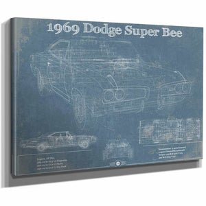 1969 Dodge Super Bee Blueprint Vintage Auto Print