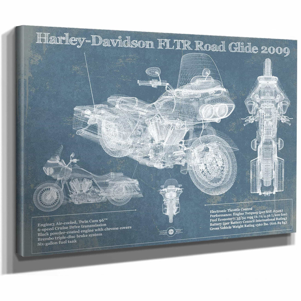 Harley-Davidson FLTR Road Glide 2009 Blueprint Motorcycle Patent Print