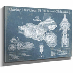 Harley-Davidson FLTR Road Glide 2009 Blueprint Motorcycle Patent Print