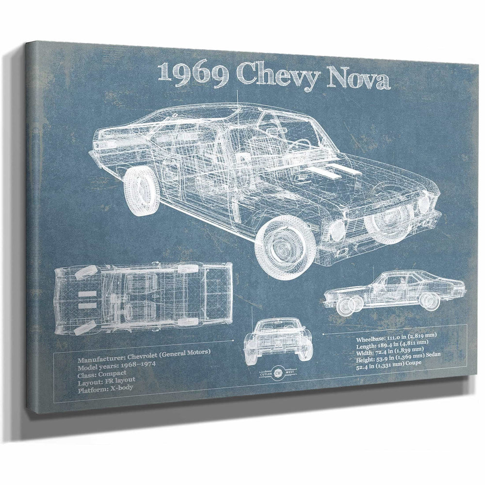 1969 Chevrolet Nova SS Blueprint Vintage Auto Patent Print