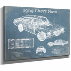 1969 Chevrolet Nova SS Blueprint Vintage Auto Patent Print