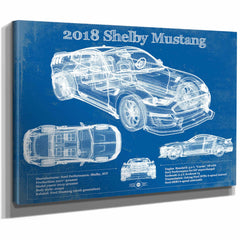 2018 Ford Mustang Shelby Super Snake Coupe Blueprint Vintage Auto Print